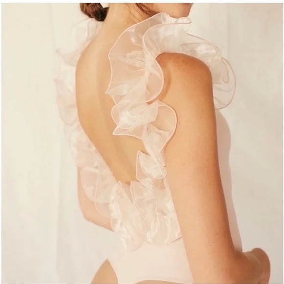 Free People Cream Ruffle Bodysuit - Picture 2 of 5